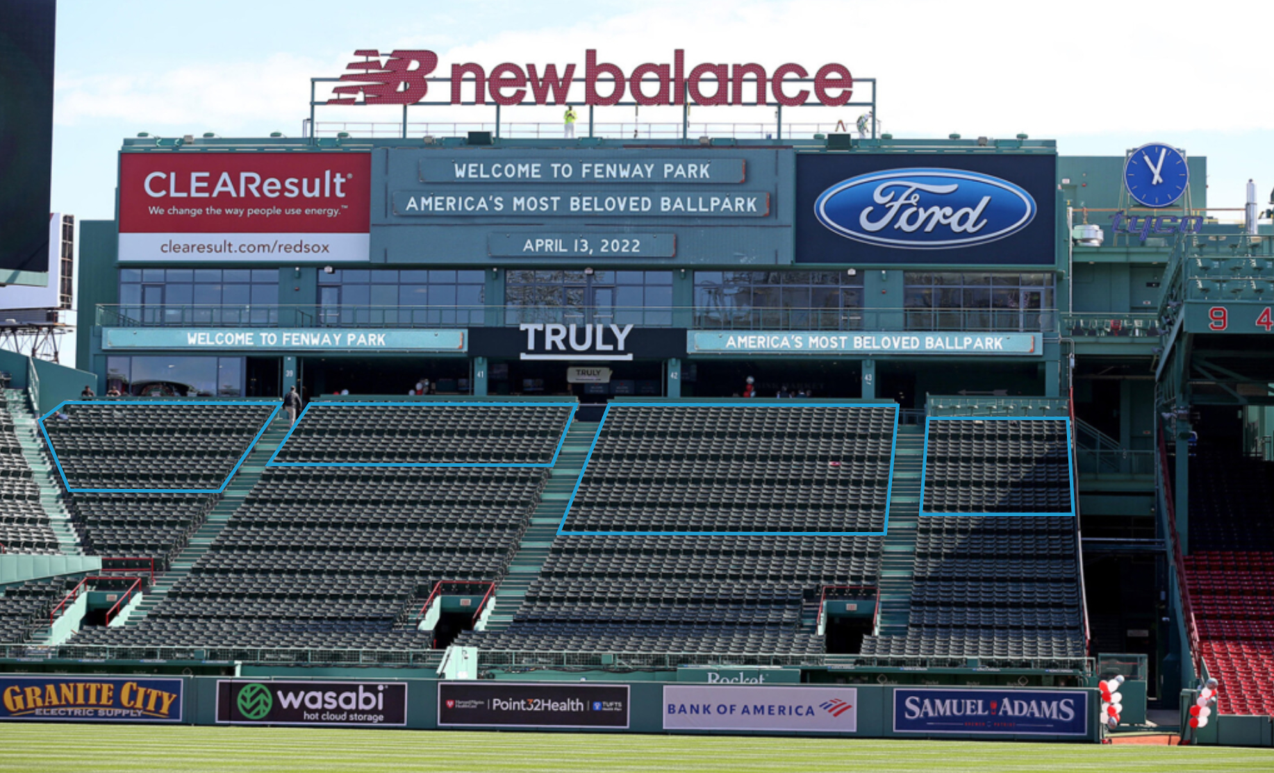 Fenway Park actual seat reference for sections L39, L41, L42, and L43